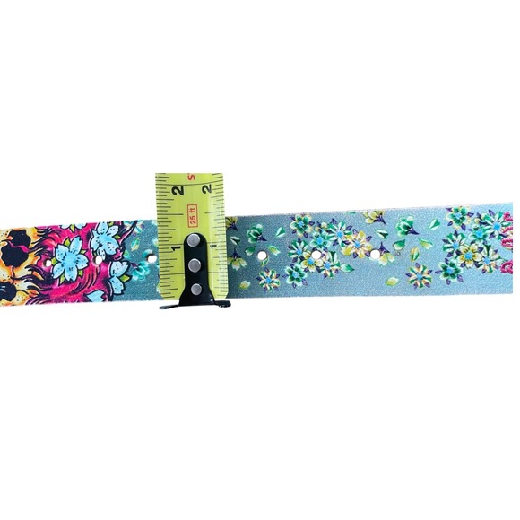 ⁠Vintage Ed Hardy Christian Audigier Y2K Floral Skull Rhinestone Belt S EH3220 main image 4